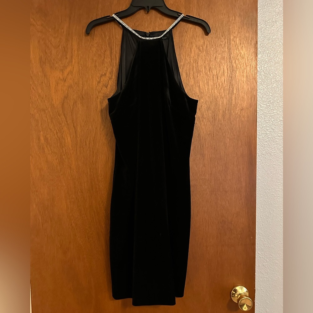 Alex Marie Black Velour Evening Dress